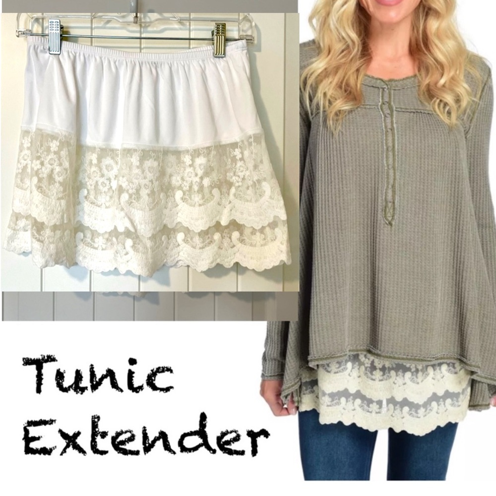 Women's White Lace Tunic Extender stretchy small